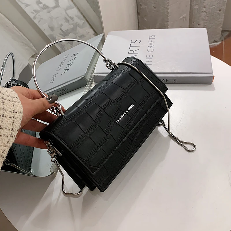 

с доставкой Stone Pattern Vintage PU Leather Shoulder Bag 2020 Branded Chain Designer Underarm Handbags Women's Trend Hand Bag